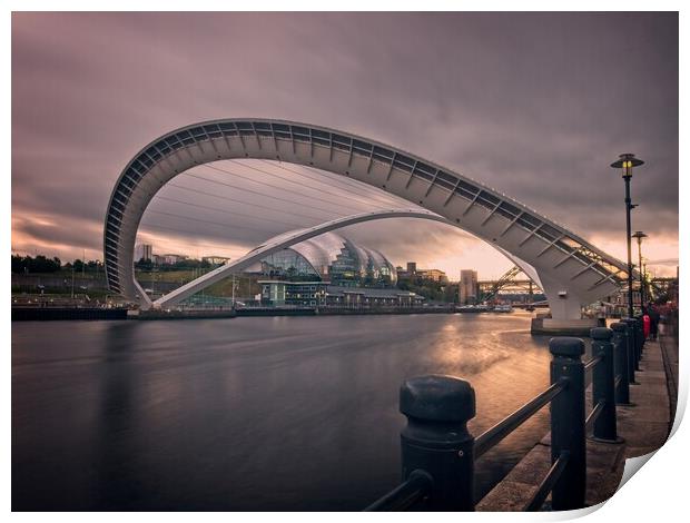 Iconic Gateshead Bridge at Twilight Print by Rob Cole
