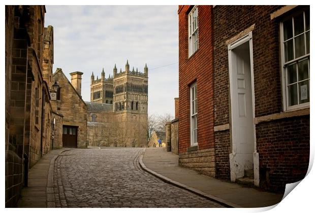 Majestic Durham Cathedral in historic Owengate Print by Rob Cole