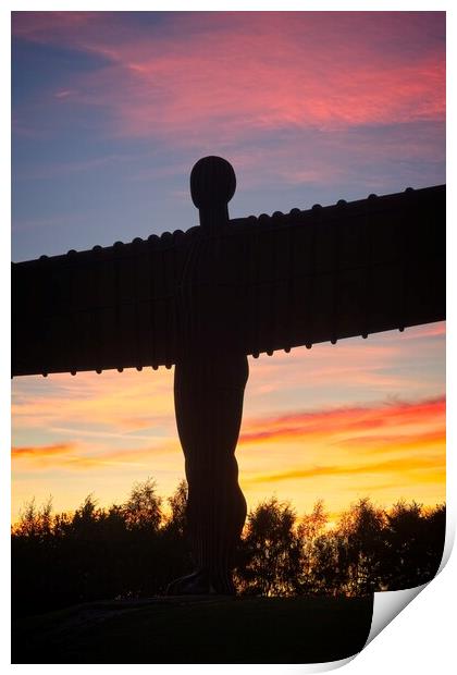 Fiery Sunset at the Angel of the North Print by Rob Cole