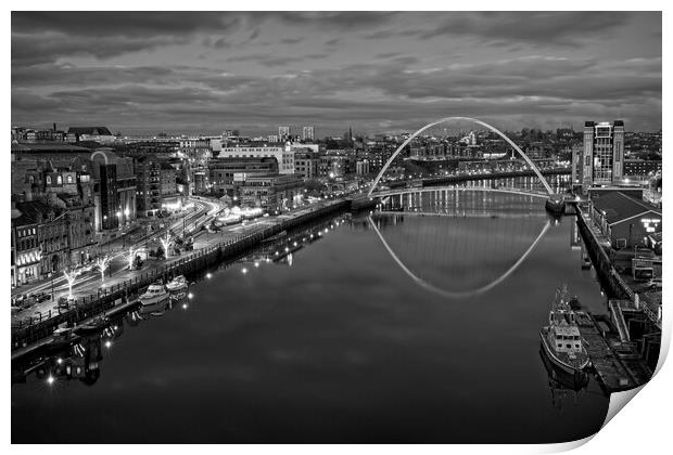 River Tyne at Dusk, Newcastle-Gateshead Print by Rob Cole