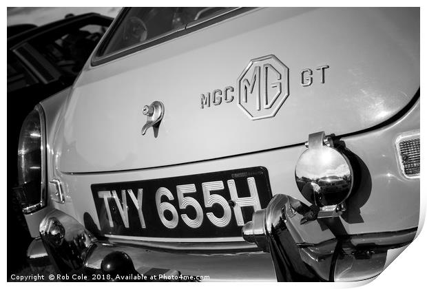 Classic MGC GT Car Boot Badge Print by Rob Cole
