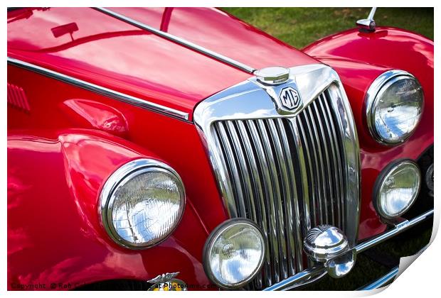 Red MGA Vintage Classic Sports Car Print by Rob Cole