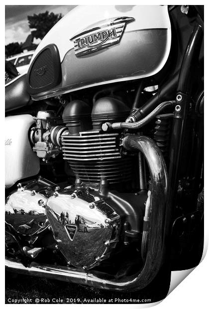 Triumph Bonneville Motorcycle Engine Print by Rob Cole