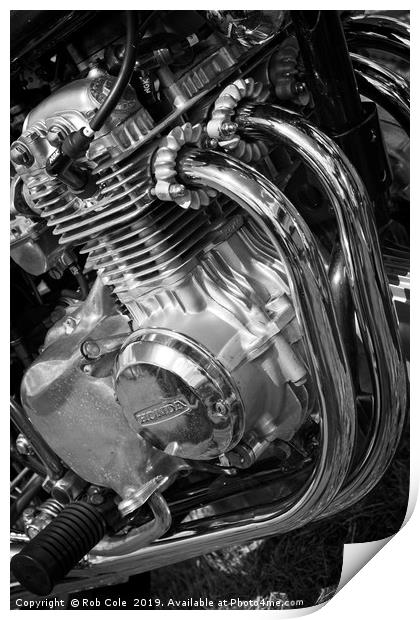 Honda 350 Four Motorcycle Engine Print by Rob Cole