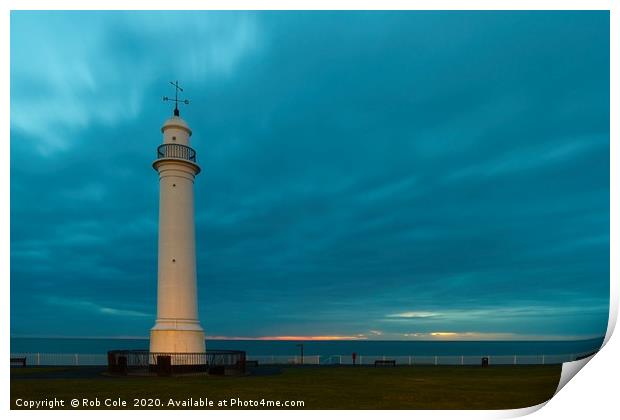 The White Lighthouse, Cliffe Park, Seaburn, Tyne a Print by Rob Cole