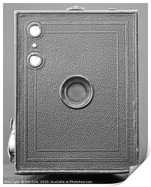 Kodak Box Brownie Vintage Black and White Camera Print by Rob Cole
