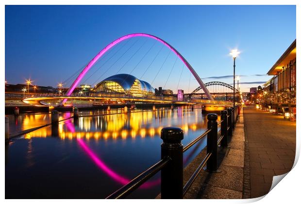 Tyne Bridges, Newcastle-Gateshead at Dusk Print by Rob Cole