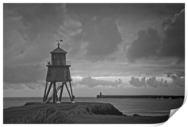 Herd Groyne Lighthouse Sunrise, South Shields Print by Rob Cole