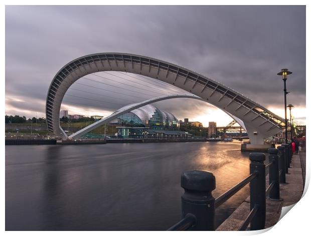 Tilted Millennium Bridge, Newcastle Print by Rob Cole
