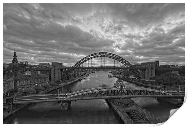 Newcastle Tyne Bridges at Dawn Print by Rob Cole