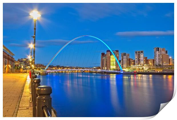 Gateshead Millennium Bridge and Quays Print by Rob Cole