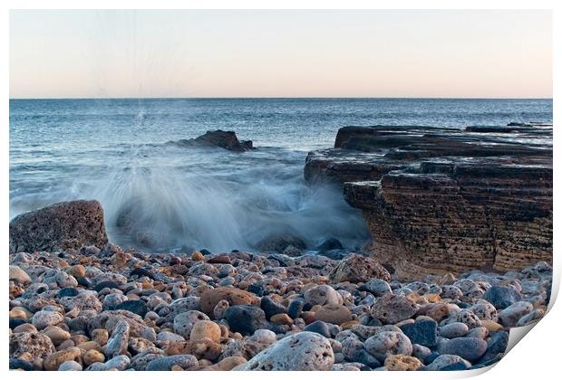 North Sea Waves, Trow Beach Print by Rob Cole