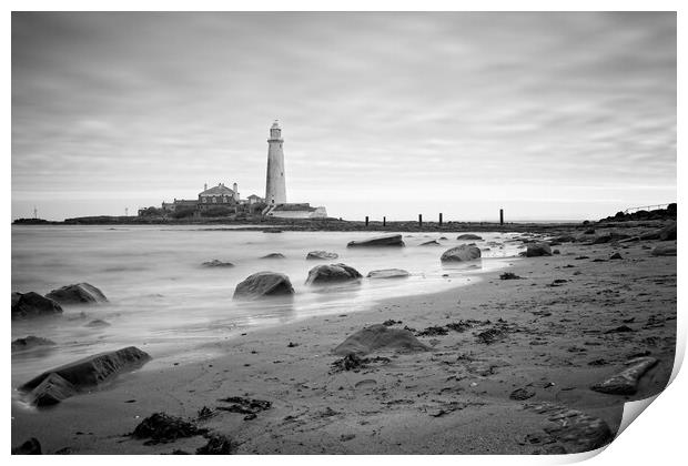 St Mary's Lighthouse, Whitley Bay Print by Rob Cole
