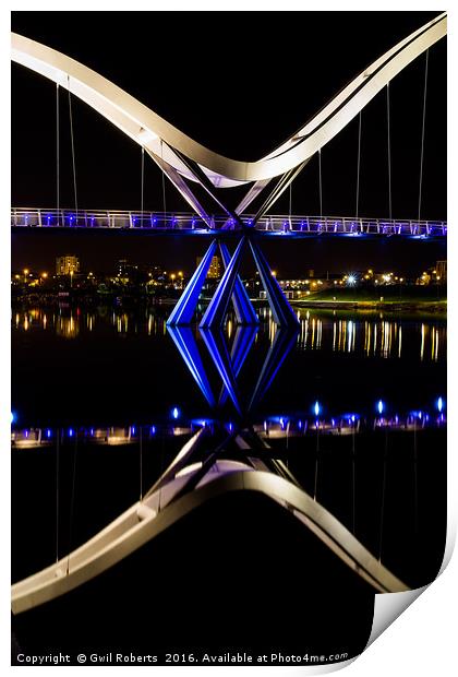 Infinity Bridge, Stockton, Teeside Print by Gwil Roberts