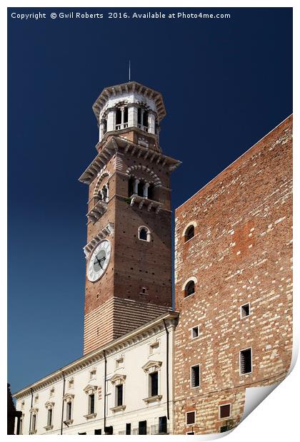 Clock Tower Verona Print by Gwil Roberts
