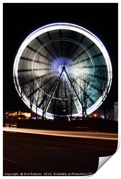 Ferris wheel in motion Print by Gwil Roberts