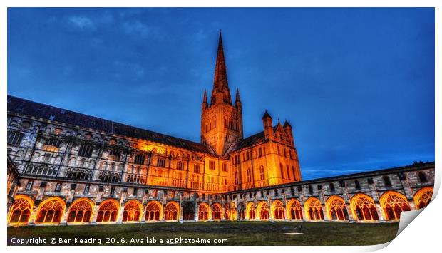 Norwich Cathedral at Night Print by Ben Keating