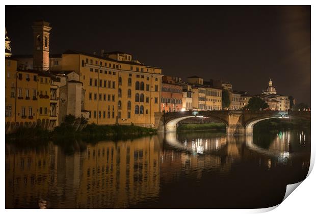 River Arno, Florence by Night Print by Colin Allen
