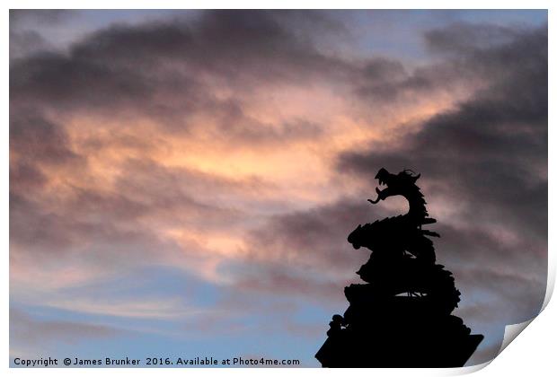 Welsh Dragon at Sunset Print by James Brunker