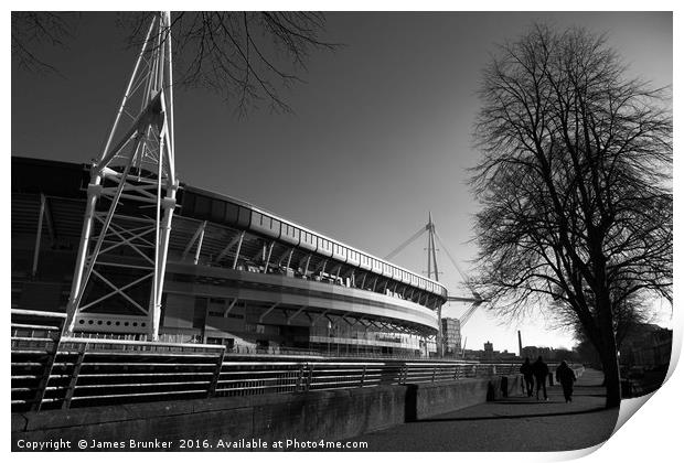 Millennium Stadium in Black and White Cardiff  Print by James Brunker