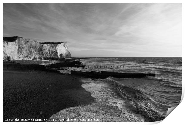 Seaford Head Monochrome East Sussex Print by James Brunker