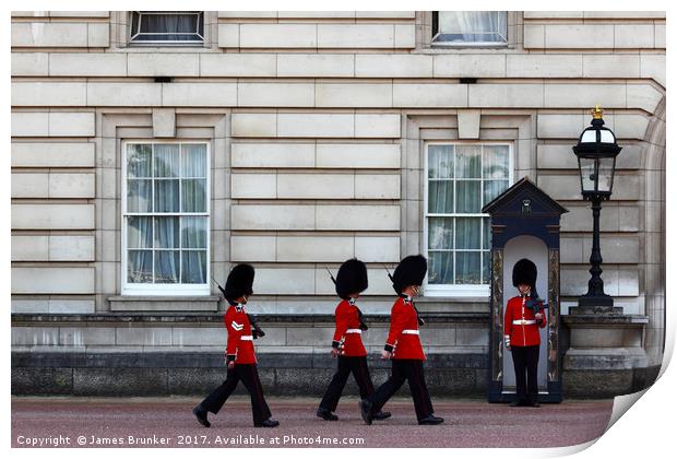 Changing of the Guard outside Buckingham Palace Print by James Brunker