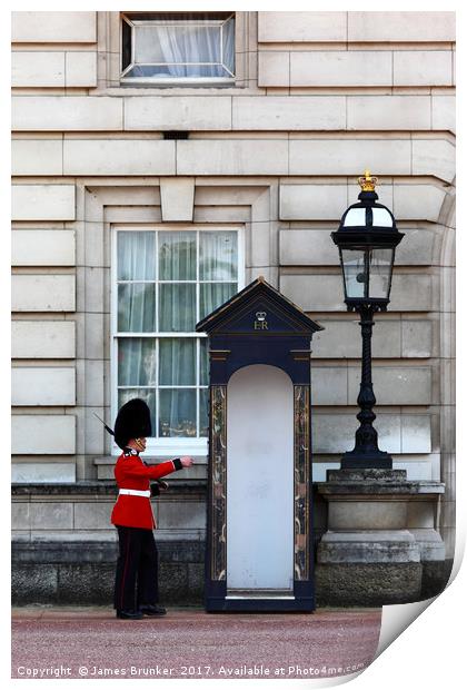 Scots Guard Arrving Home Buckingham Palace Print by James Brunker