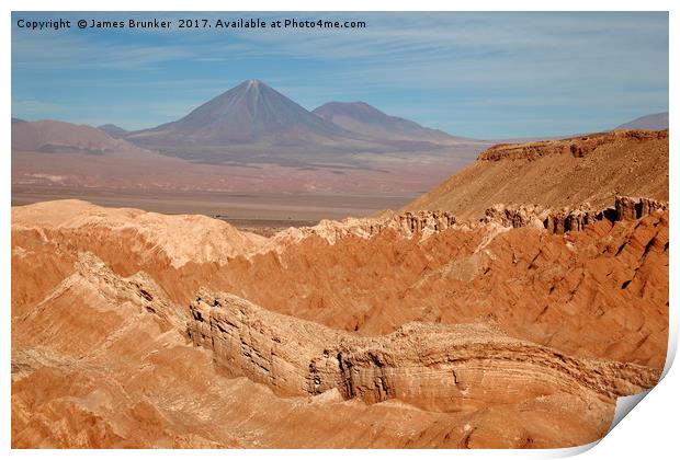 Atacama Desert and Licancabur Volcano Chile Print by James Brunker