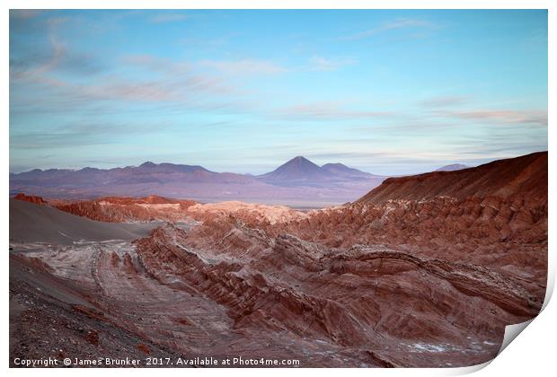 Valle de la Muerte at Sunset Atacama Desert Chile Print by James Brunker