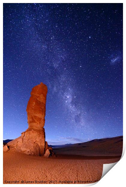 Pacana Monks and Milky Way Atacama Desert Chile Print by James Brunker