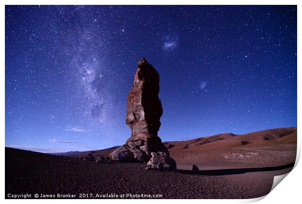 Moai de Tara Milky Way and Magellanic Clouds Chile Print by James Brunker