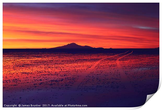 Spectacular Sunset Journey Salar de Uyuni Bolivia Print by James Brunker