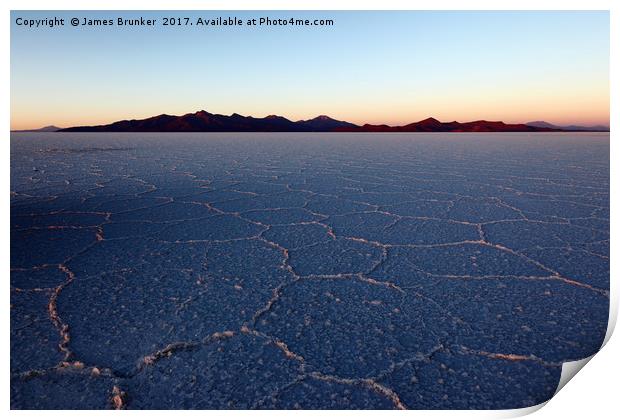 Sunrise Over Salar de Uyuni Salt Flats Bolivia Print by James Brunker