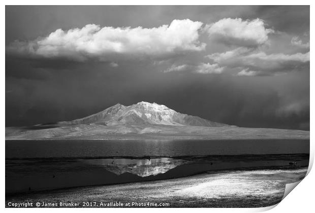 Lauca National Pak in Black and White Chile Print by James Brunker