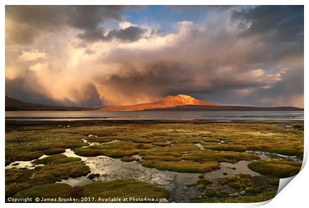 Stormy Skies Over Lauca National Park Chile Print by James Brunker
