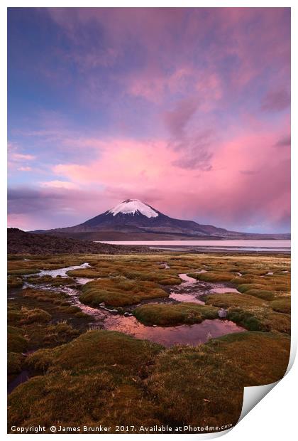 Parinacota Volcano Lauca National Park Chile Print by James Brunker