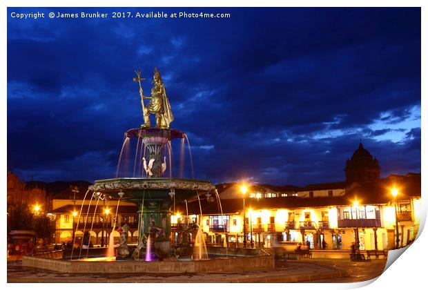 Statue of the Inca Pachacuteq Cuzco Peru Print by James Brunker