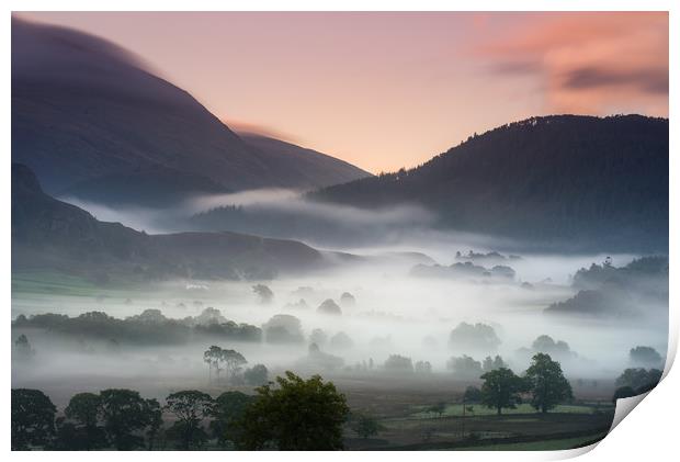 Mist in the Valley Print by Gareth Mon Jones