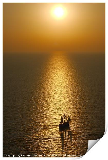 Sea Sunset from Oia Print by Nymm Gratton