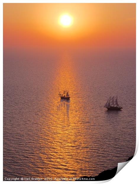 Sunset at Oia, Santorini Print by Nymm Gratton