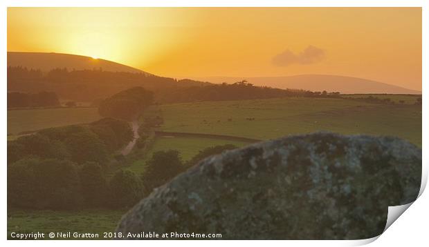 Sunset from Hound Tor Print by Nymm Gratton