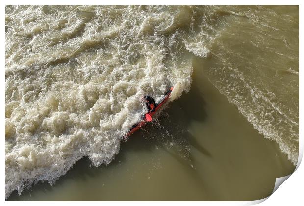 Kayaking on the river Arno Print by Ranko Dokmanovic
