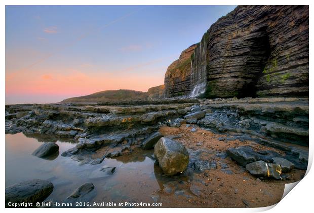 Traeth Mawr Waterfall Print by Neil Holman