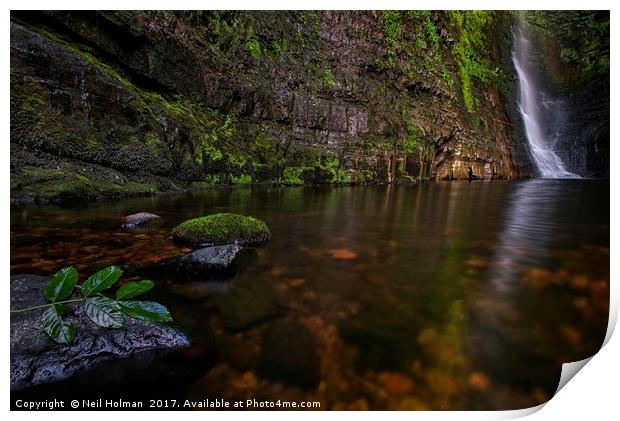 Sgwd Einion Gam Waterfall, Brecon Beacons Print by Neil Holman