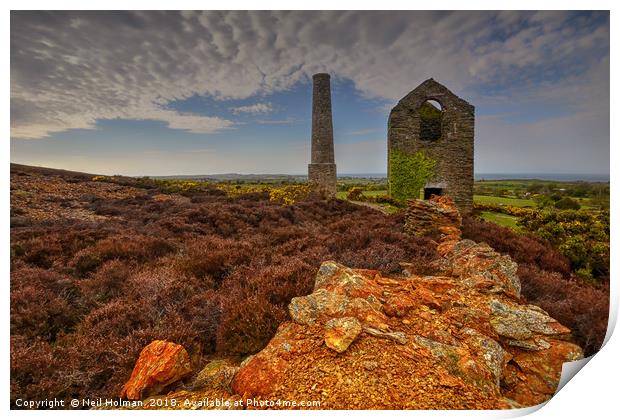 Pumphouse and Chimney, Parys Mountain, Anglesey  Print by Neil Holman