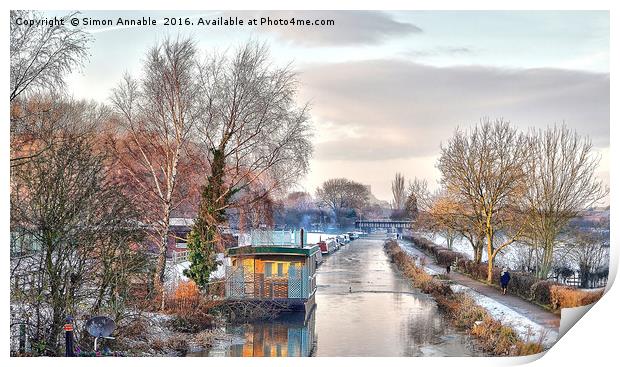 Winter Canal Scene Print by Simon Annable