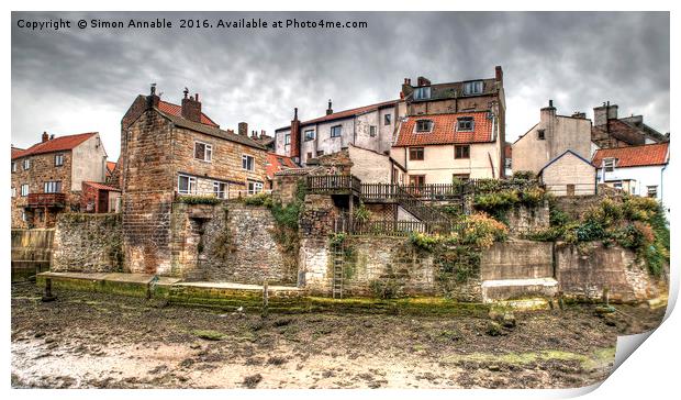 Old Staithes Houses Print by Simon Annable