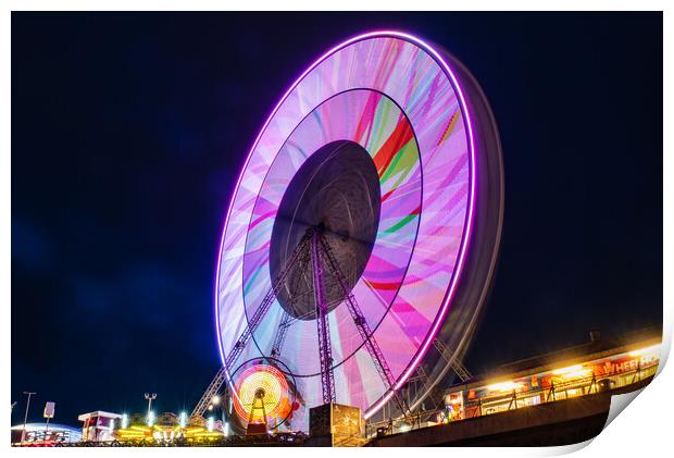 Ferris wheel Blackpool Central Pier Print by Caroline James