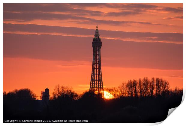 Blackpool Tower Sunset  Print by Caroline James