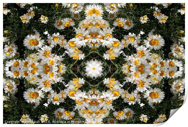 Kaleidoscope Daisies Pattern Print by steve ball